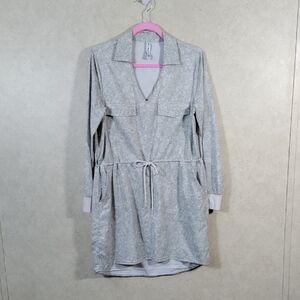 11113 Athleta taupe & cream Zuma printed shirt dress S